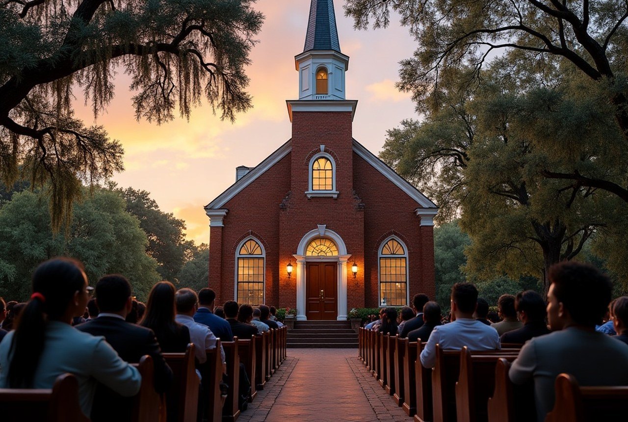 The Greek Revival brick sanctuary of a historic early African Baptist church, Savannah