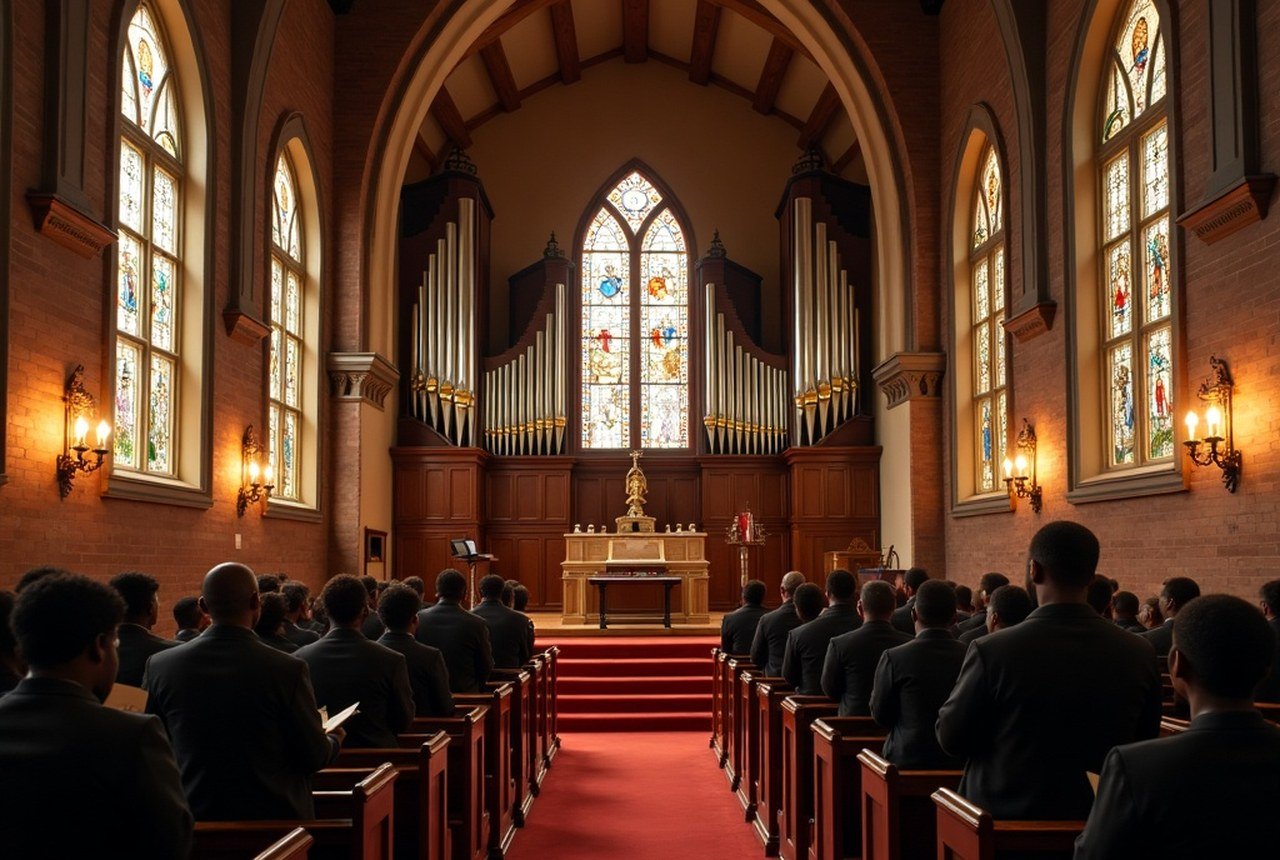 The prominent choir loft and chancel of a historic Black sanctuary